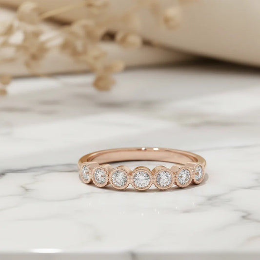 rose gold half eternity band
