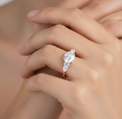 2.5 ct Oval Lab-Grown Diamond Three-Stone Vintage Ring