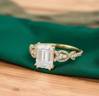 1.60ct Emerald Cut Lab Diamond Engagement Ring
