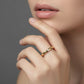 14K Gold Hammered Band with Lab-Grown Diamond