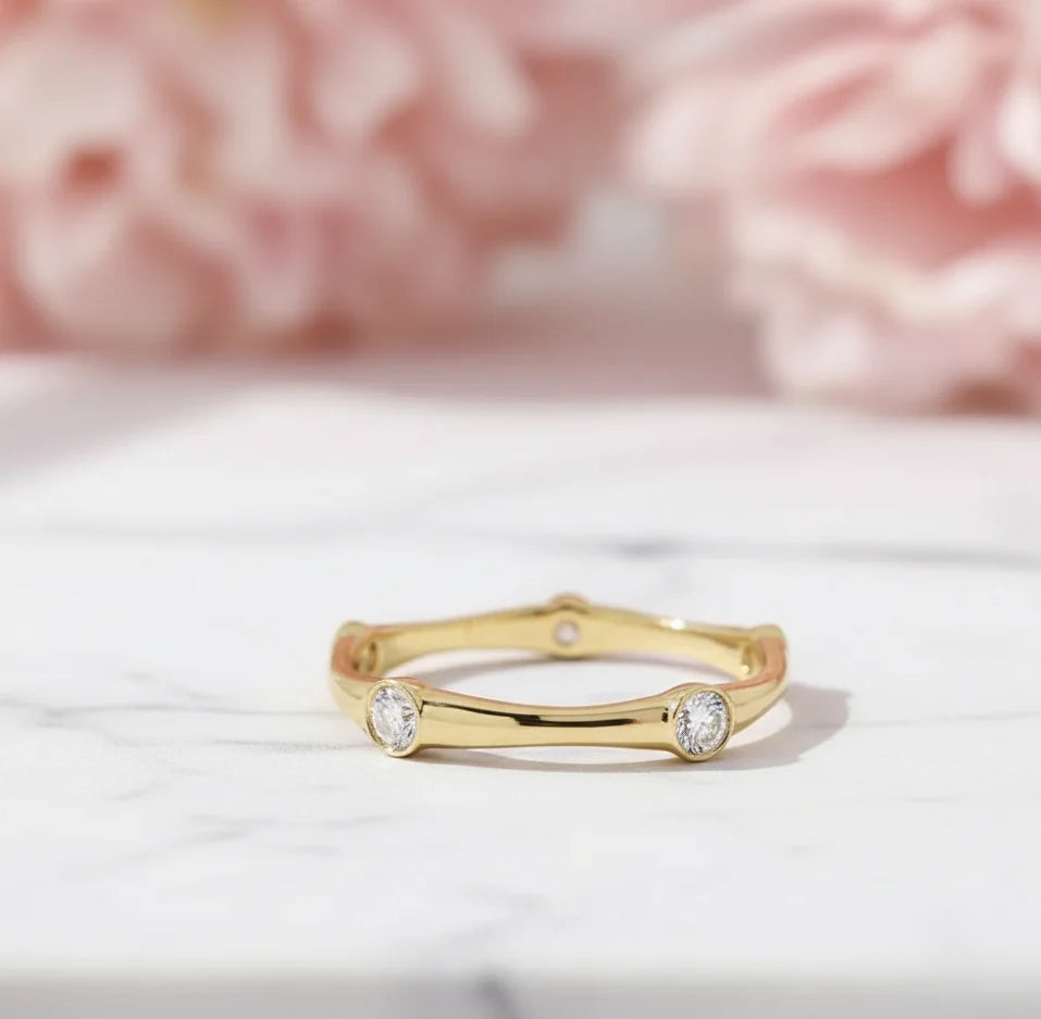 14K Gold Bezel Ring – Lab‑Grown Diamond Stackable