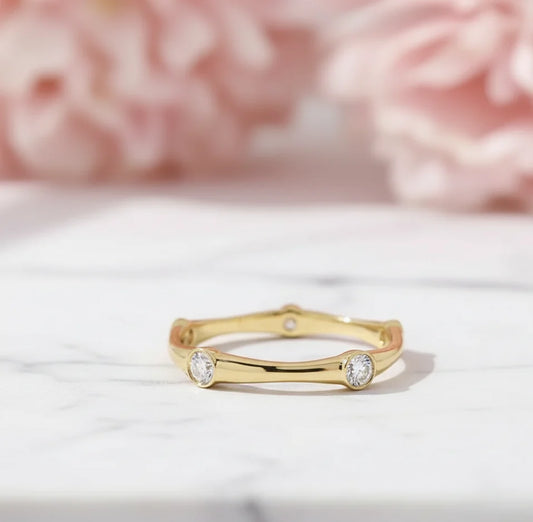 14K Gold Bezel Ring – Lab‑Grown Diamond Stackable