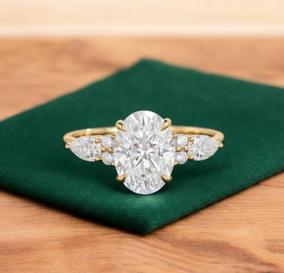 2.5 ct Oval Lab-Grown Diamond Three-Stone Vintage Ring