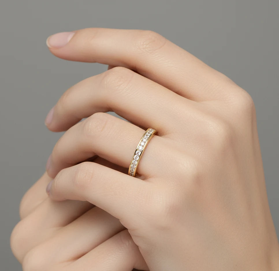 14K Rose Gold Half Eternity Band – Lab‑Grown Diamonds