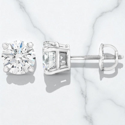 Real Lab-Grown Stud Earrings • 92.5 Sterling Silver Sparkling Studs