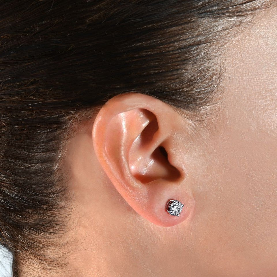Real Moissanite Stud Earrings • 92.5 Sterling Silver Sparkling Studs