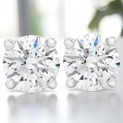 Real Lab-Grown Stud Earrings • 92.5 Sterling Silver Sparkling Studs