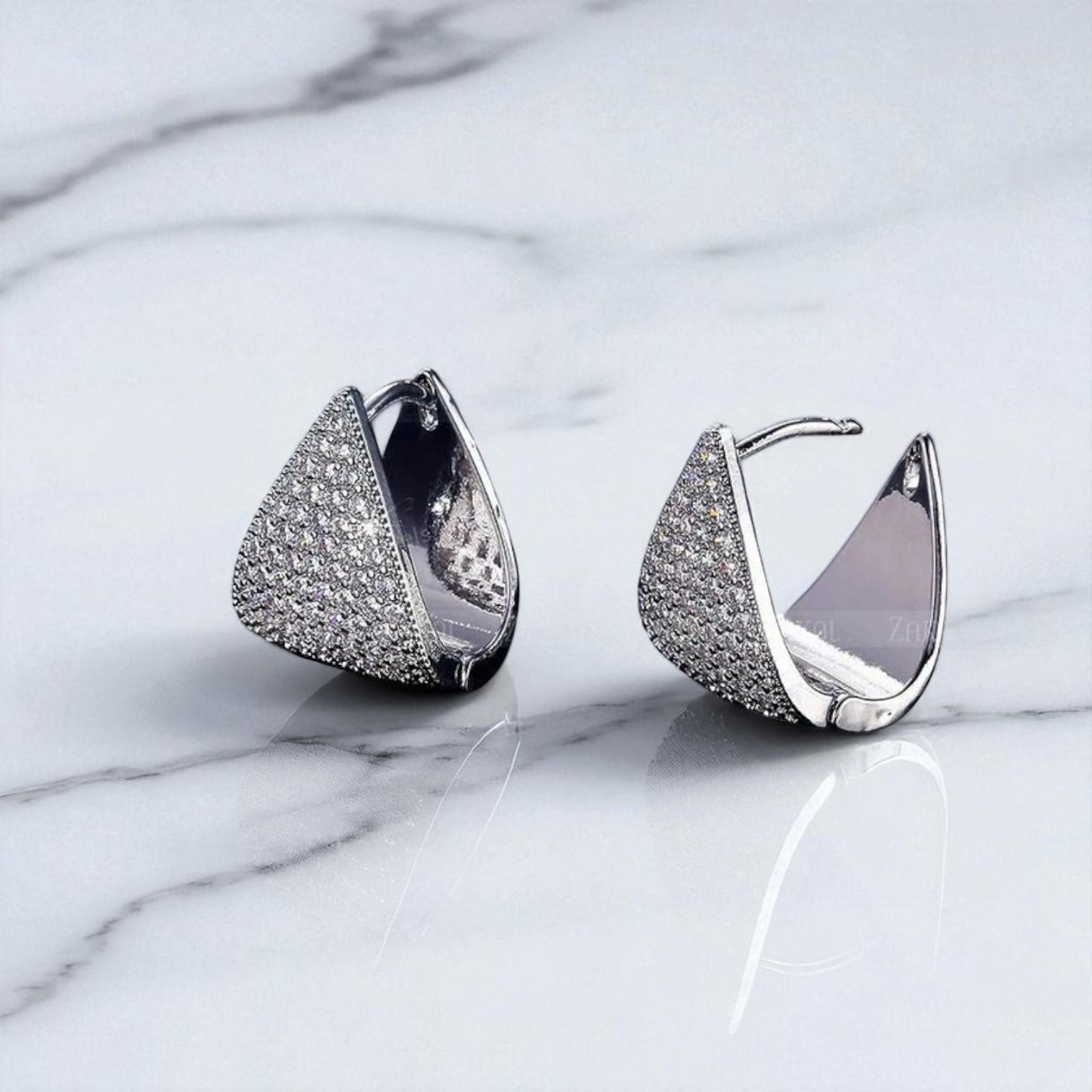 1 Ct Lab Grown Diamond Pavé Triangle Hoop Earrings