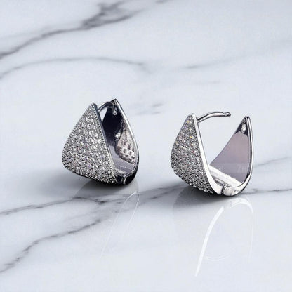 1 Ct Lab Grown Diamond Pave Triangle Hoop Earrings