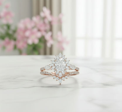 2.50 Ct Oval Lab-Grown Engagement & Bridal Ring Set