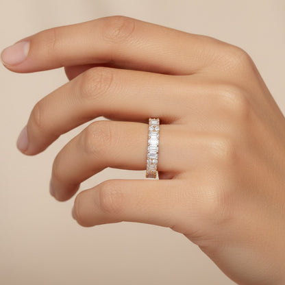 1.50 Ct Emerald & Lab-Grown Wedding Band – 14K Gold Ring