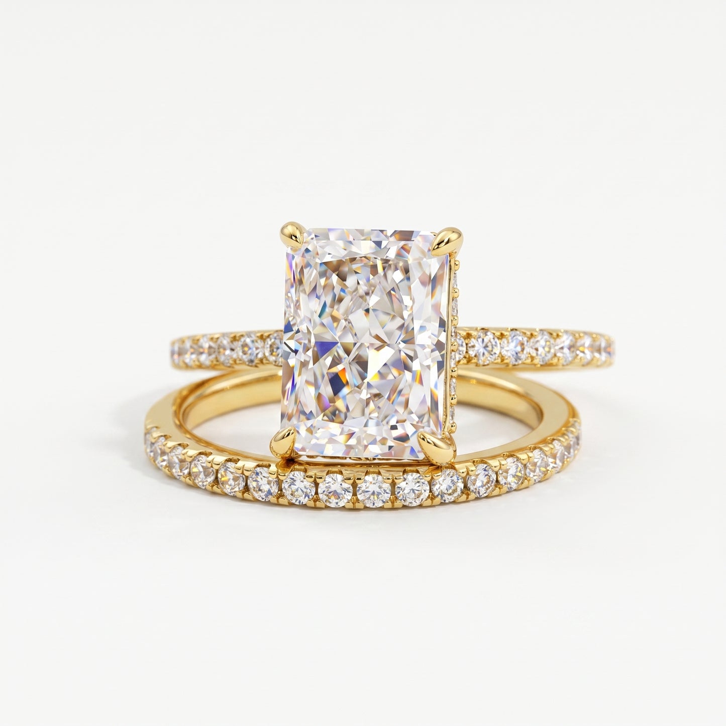 2.00tw Radiant cut Lab-Grown engagement ring set