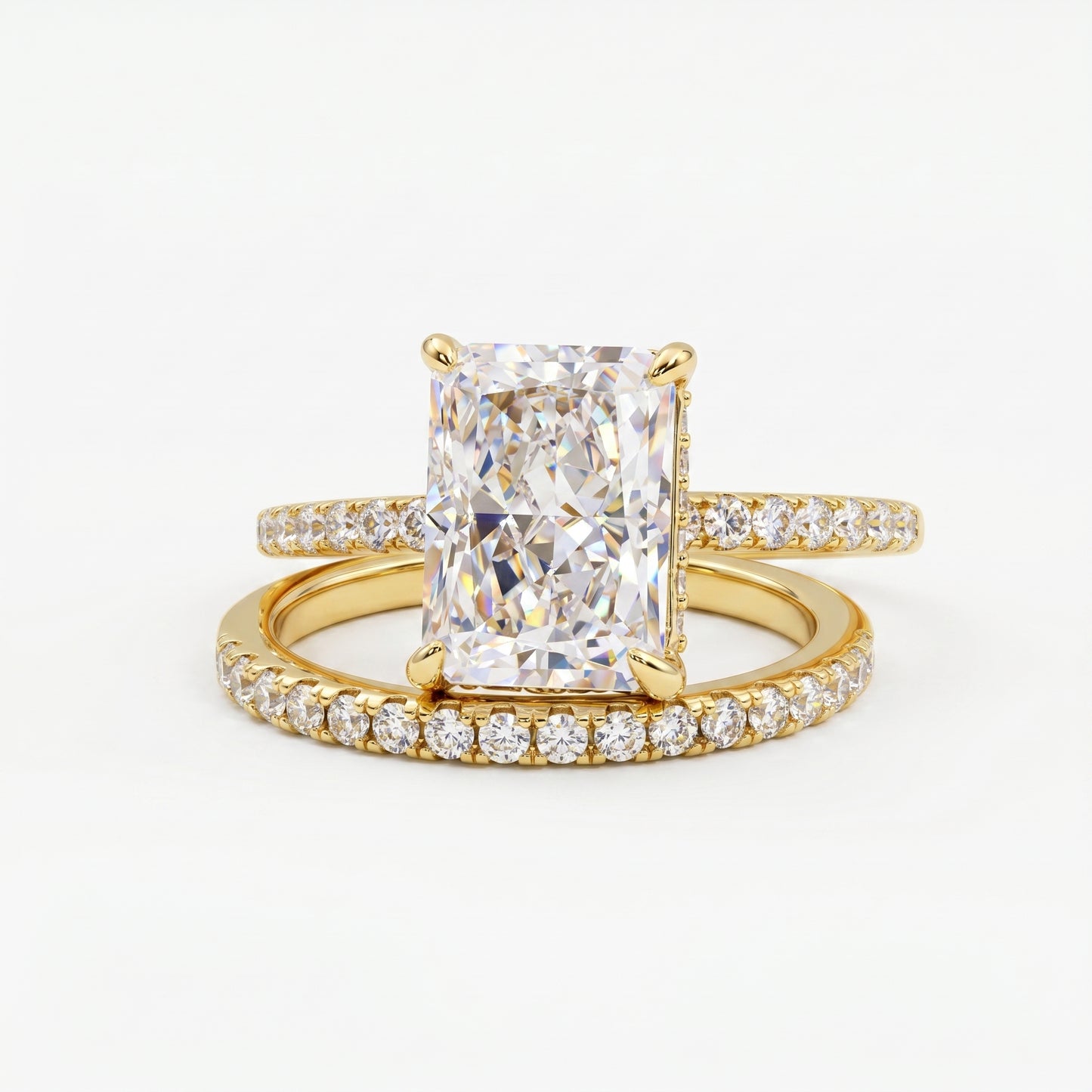  Radiant cut Lab-Grown engagement ring set