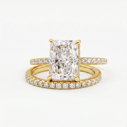  Radiant cut Lab-Grown engagement ring set