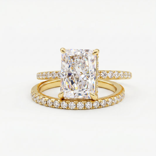  Radiant cut Lab-Grown engagement ring set