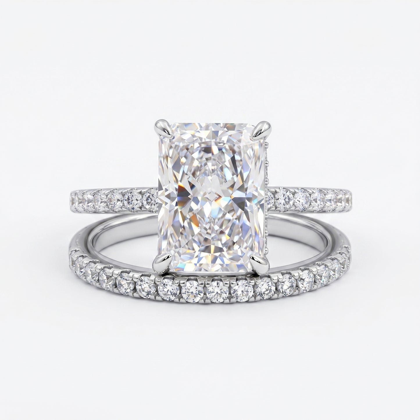 2.00tw Radiant cut Lab-Grown engagement ring set
