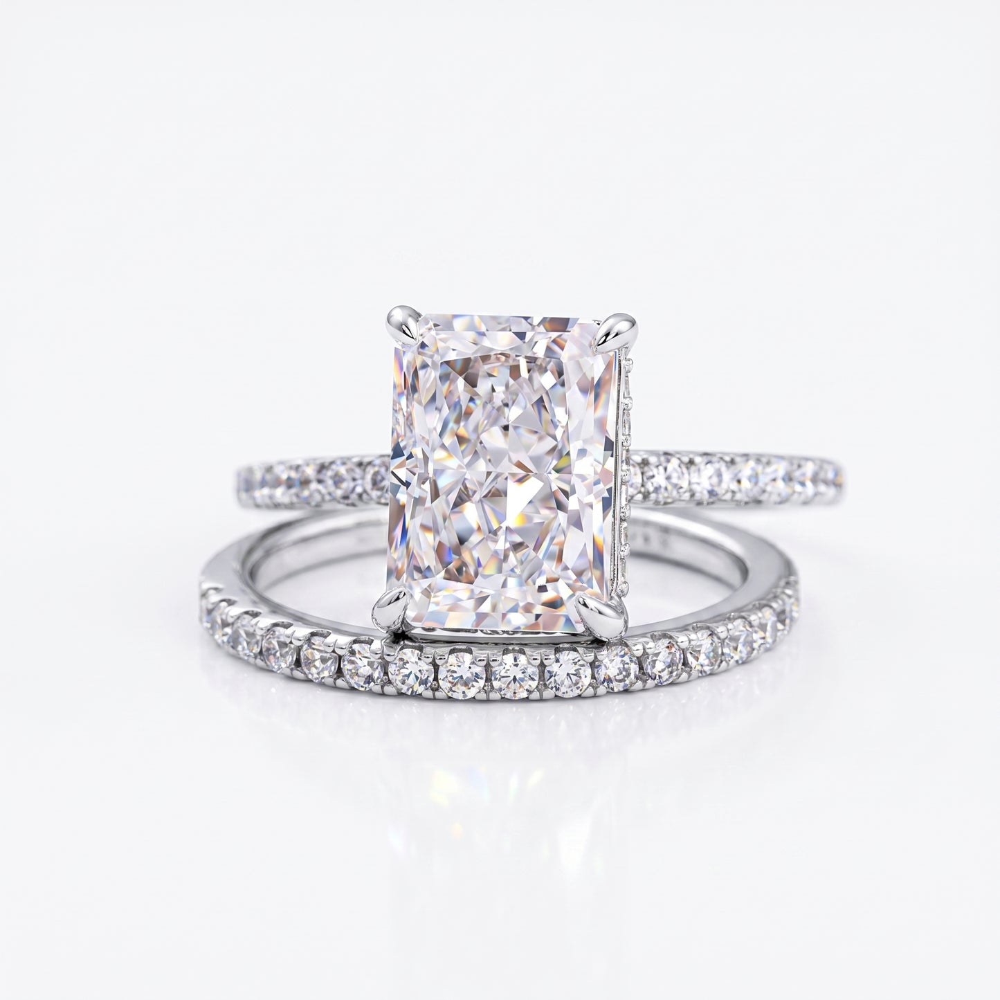 2.00tw Radiant cut Lab-Grown engagement ring set