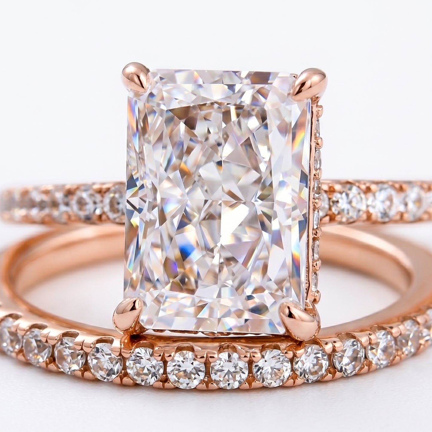 2.00tw Radiant cut Lab-Grown engagement ring set