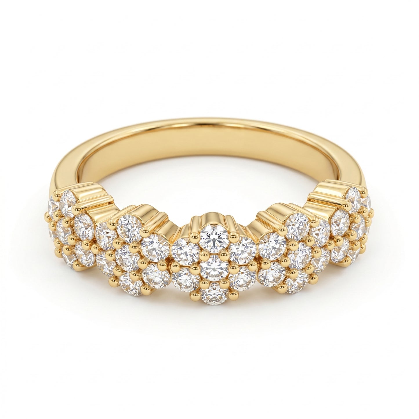0.300ct Lab Grown Diamond Cluster Ring, 14K Gold Floral Diamond Band