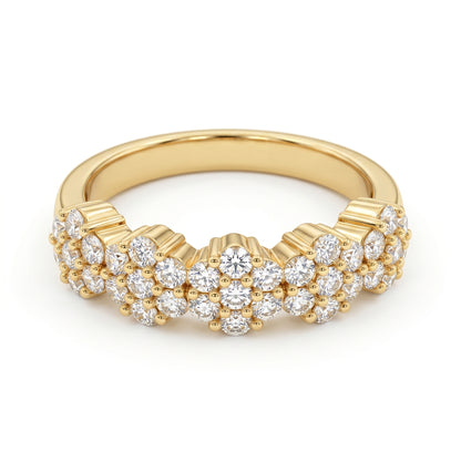 0.300ct Lab Grown Diamond Cluster Ring, 14K Gold Floral Diamond Band