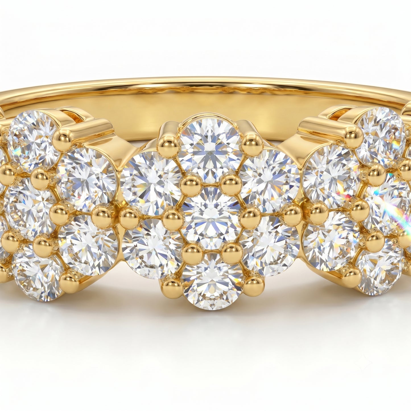 0.300ct Lab Grown Diamond Cluster Ring, 14K Gold Floral Diamond Band