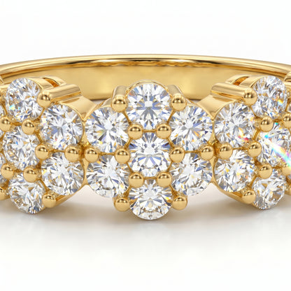 0.300ct Lab Grown Diamond Cluster Ring, 14K Gold Floral Diamond Band