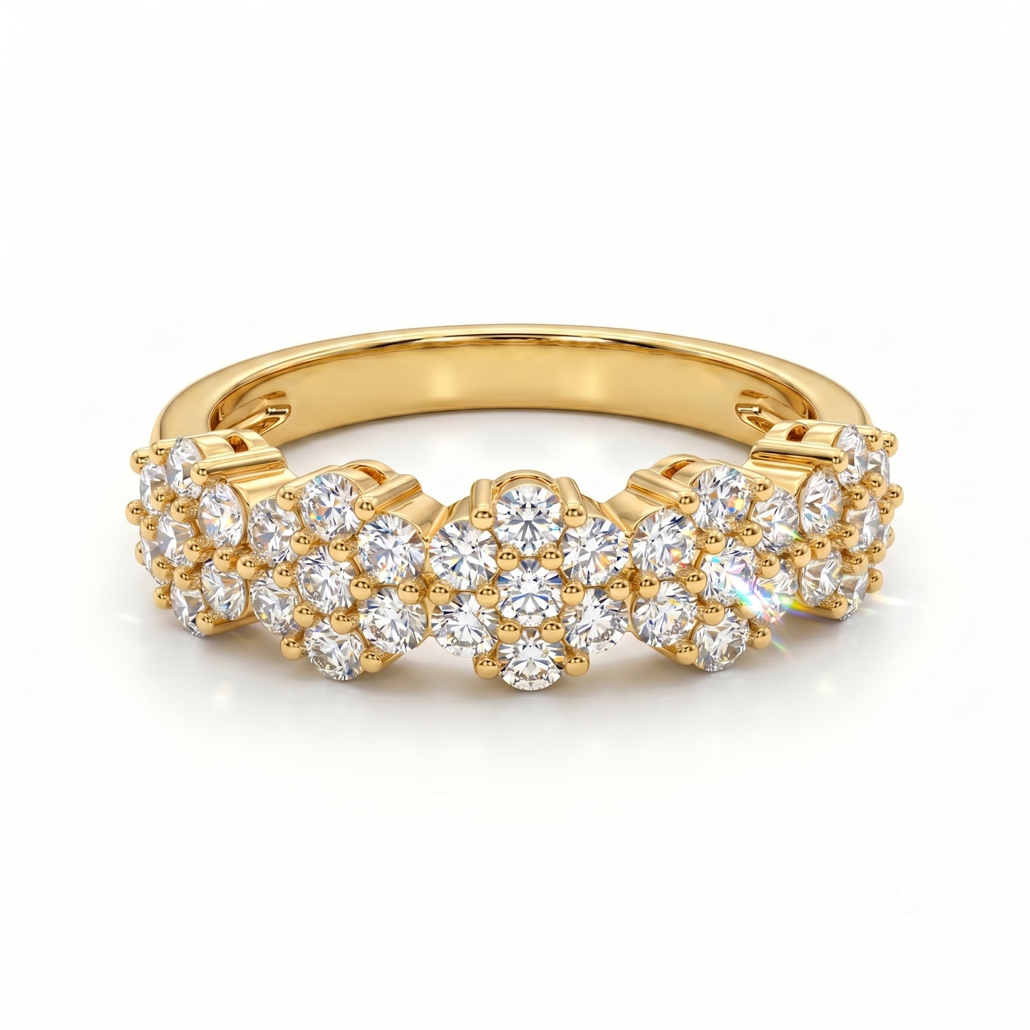0.300ct Lab Grown Diamond Cluster Ring, 14K Gold Floral Diamond Band