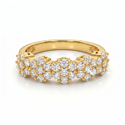 0.300ct Lab Grown Diamond Cluster Ring, 14K Gold Floral Diamond Band