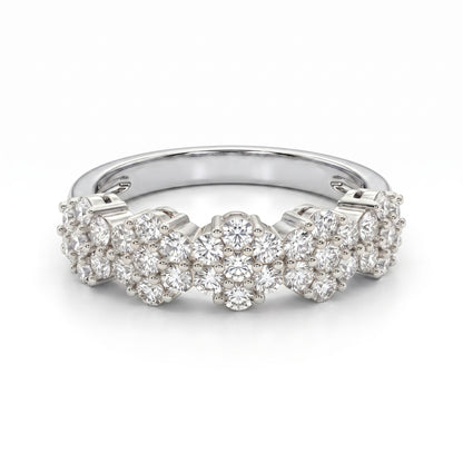 0.300ct Lab Grown Diamond Cluster Ring, 14K Gold Floral Diamond Band