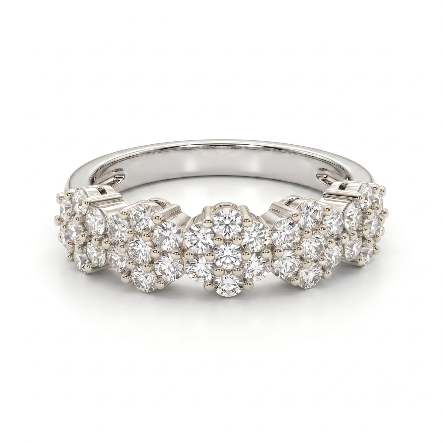 0.300ct Lab Grown Diamond Cluster Ring, 14K Gold Floral Diamond Band