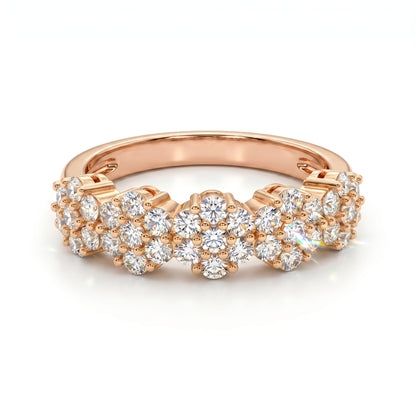 0.300ct Lab Grown Diamond Cluster Ring, 14K Gold Floral Diamond Band