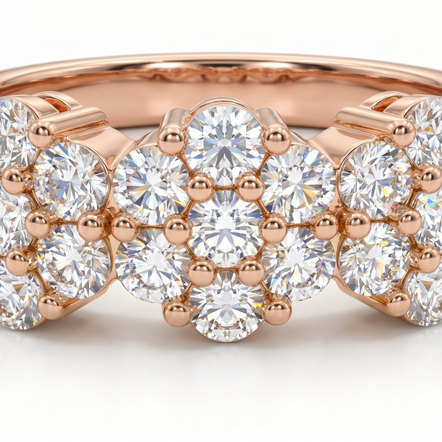 0.300ct Lab Grown Diamond Cluster Ring, 14K Gold Floral Diamond Band