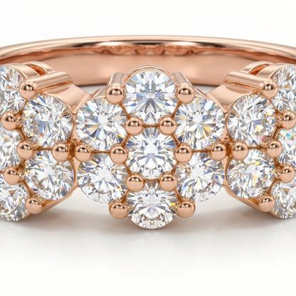 0.300ct Lab Grown Diamond Cluster Ring, 14K Gold Floral Diamond Band