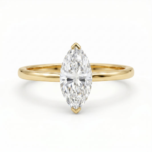 1CT Marquise Lab Grown Diamond Engagement Ring • Rose Gold Solitaire Ring
