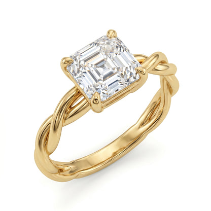 Elegant 2.00ct  Asscher Cut Lab Grown Diamond Solitaire Ring for Engagement