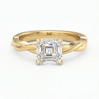 Elegant 2.00ct  Asscher Cut Lab Grown Diamond Solitaire Ring for Engagement