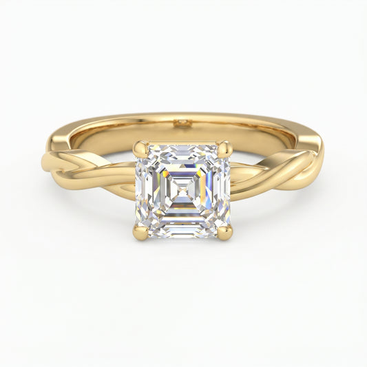 Elegant 2.00ct  Asscher Cut Lab Grown Diamond Solitaire Ring for Engagement