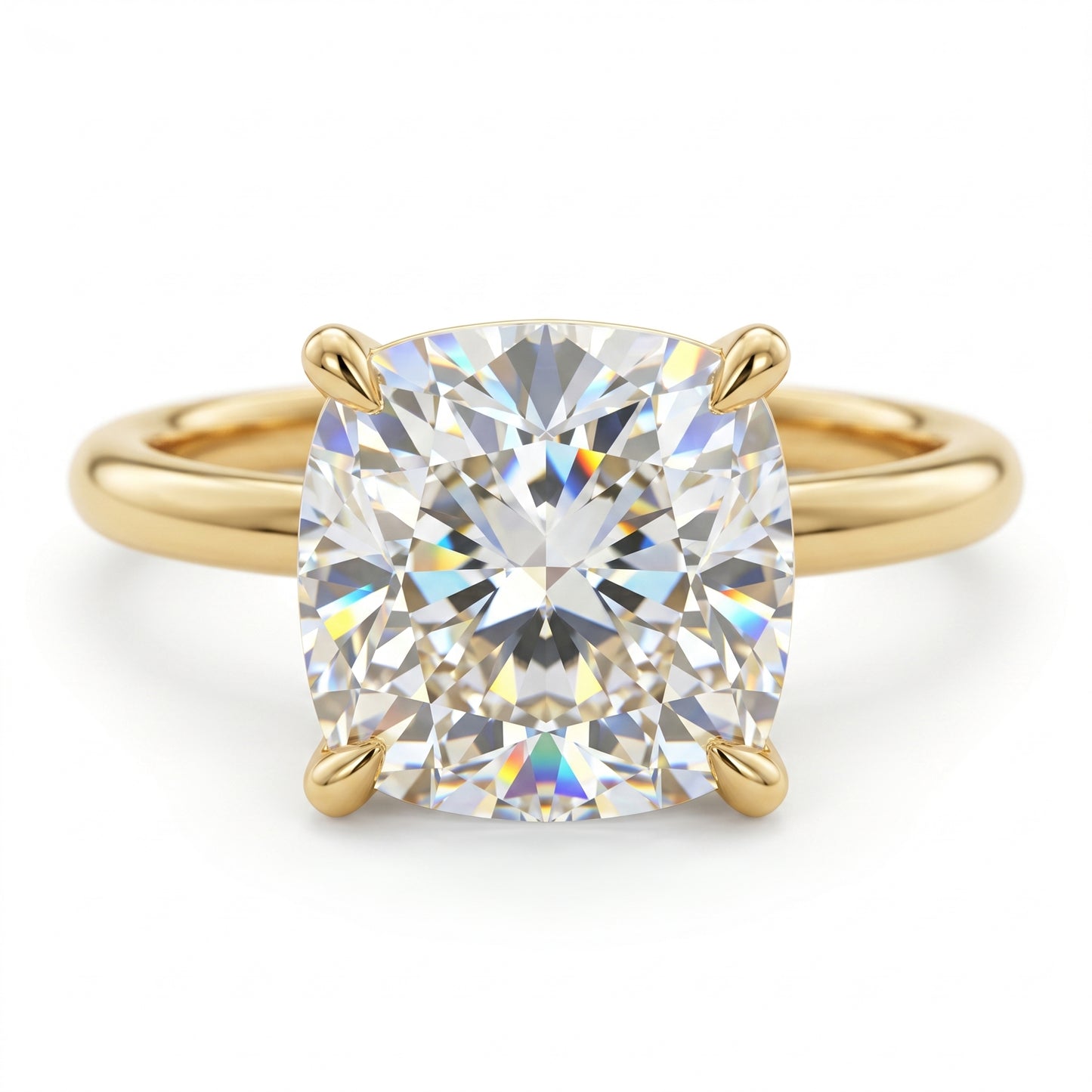 1.50Ct Cushion Cut Lab Grown Diamond Hidden Halo Engagement Ring in 14k White Gold