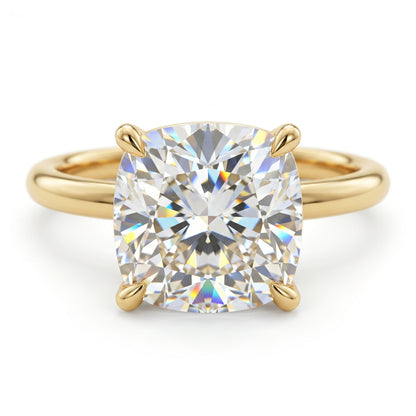 1.50Ct Cushion Cut Lab Grown Diamond Hidden Halo Engagement Ring in 14k White Gold