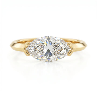 2.00Ct East West Marquise Cut Lab Grown Diamond Engagement Ring in 14k White Gold