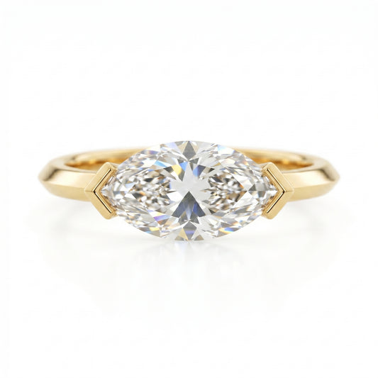 2.00Ct East West Marquise Cut Lab Grown Diamond Engagement Ring in 14k White Gold