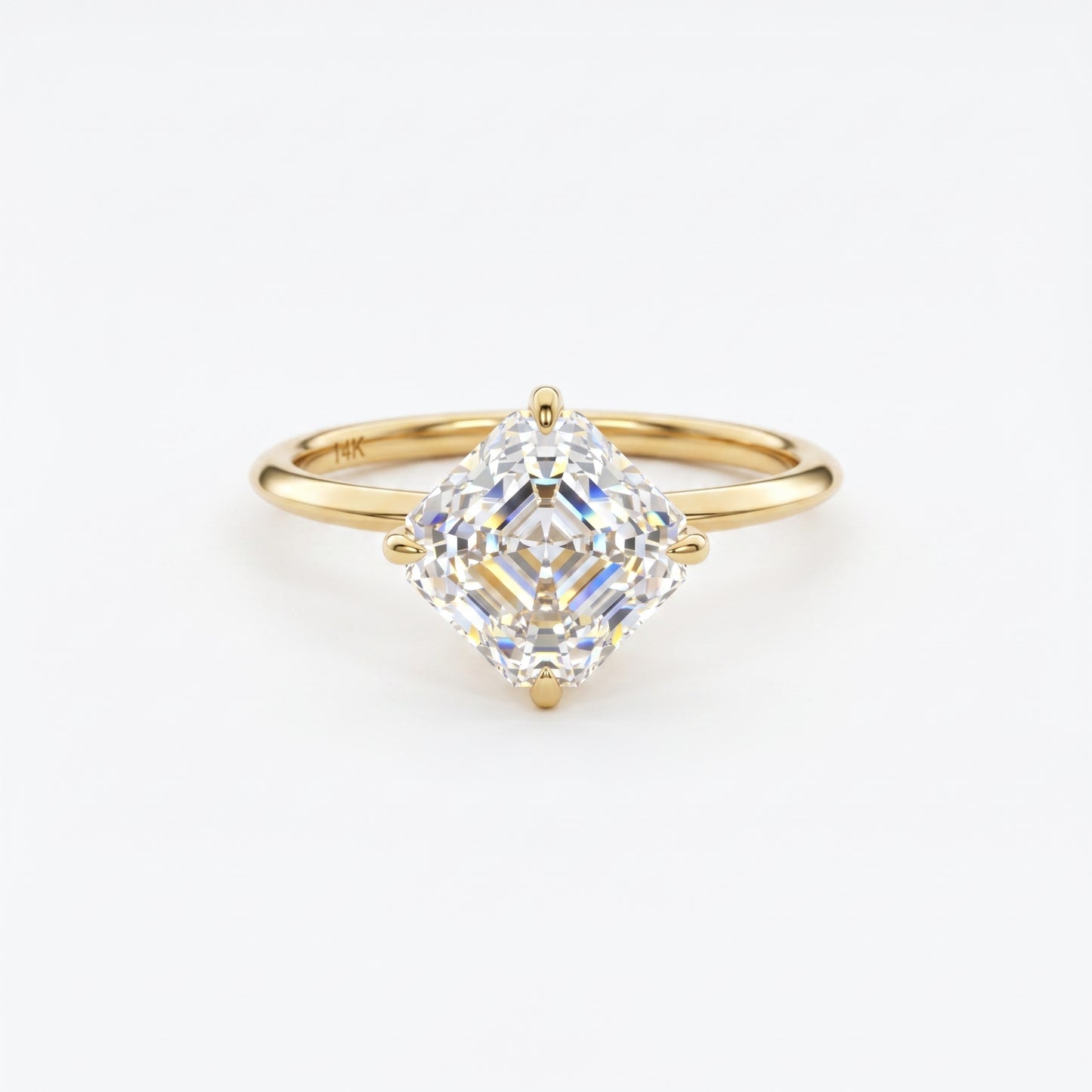 2.00Ct Asscher Cut Lab Grown Diamond Engagement Ring in 14k White Gold