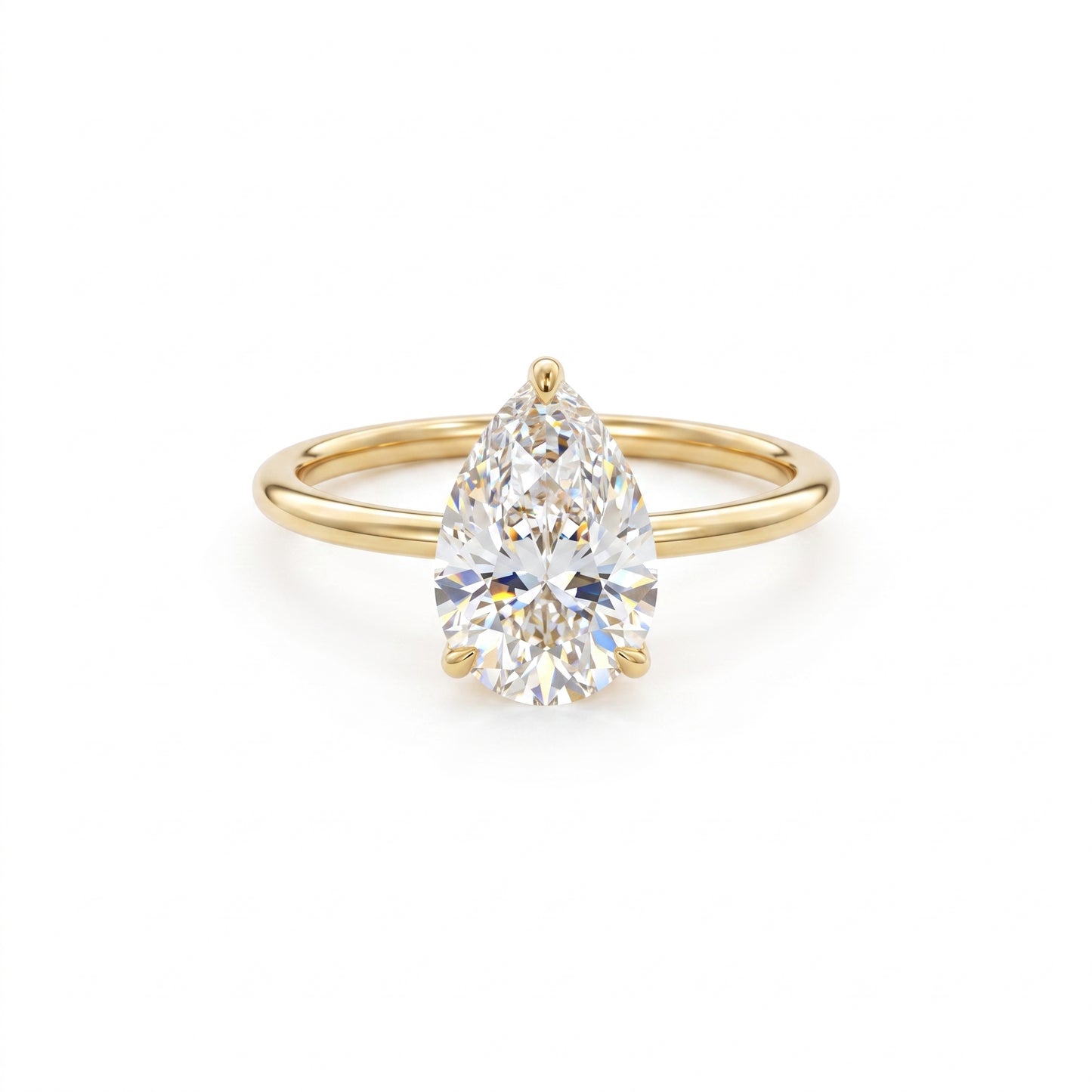 1.50 Ct Pear cut Solitaire Lab Grown Diamond Engagement Ring 14k White Gold