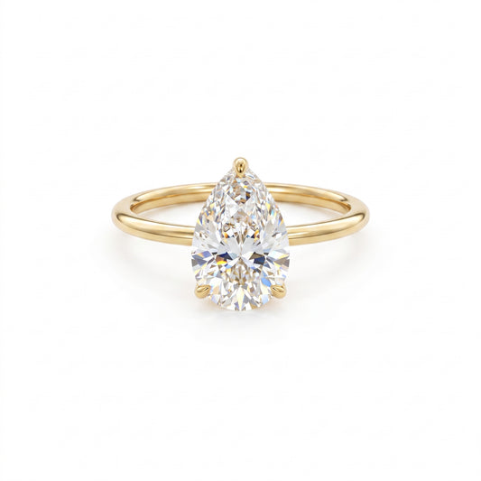 1.50 Ct Pear cut Solitaire Lab Grown Diamond Engagement Ring 14k White Gold