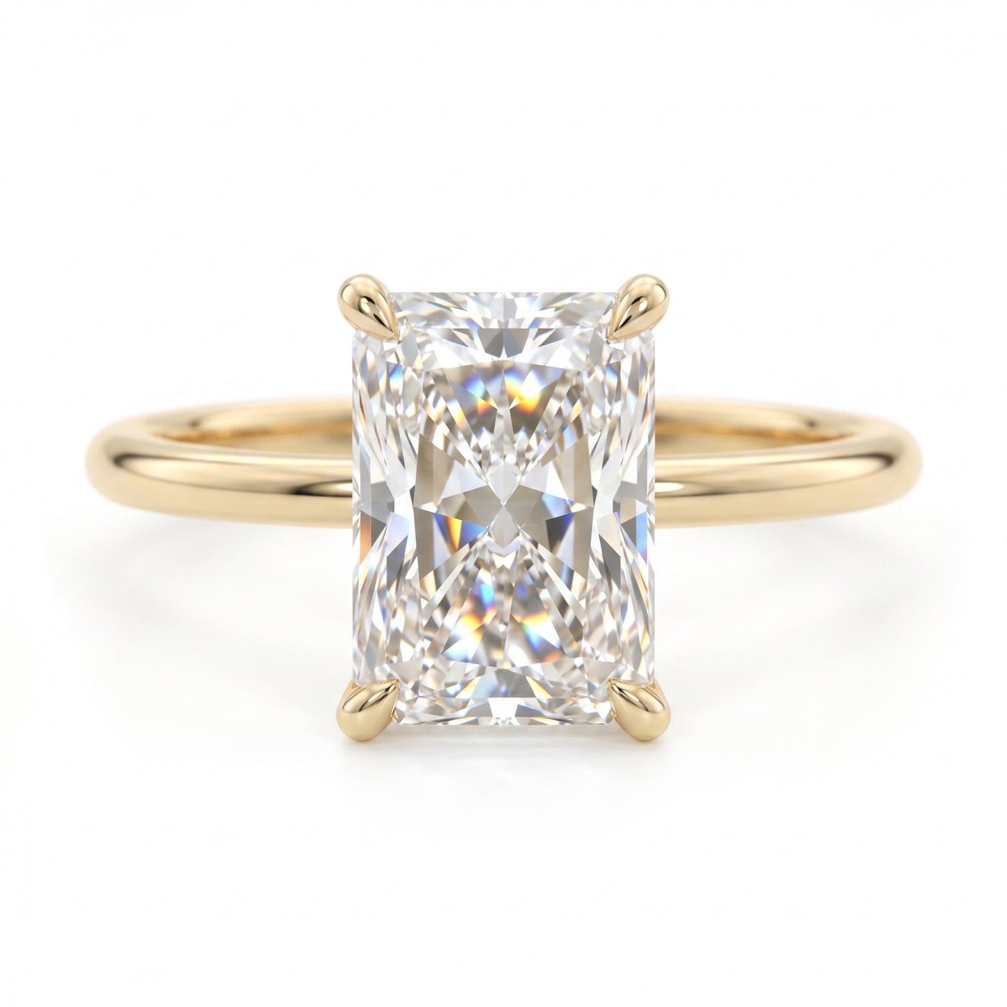 F/VS 2.00Ct Radiant Cut Lab Grown Diamond Hidden Halo Engagement Ring in 14k Yellow Gold