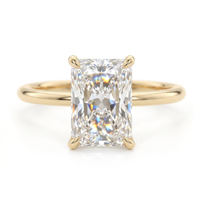 F/VS 2.00Ct Radiant Cut Lab Grown Diamond Hidden Halo Engagement Ring in 14k Yellow Gold