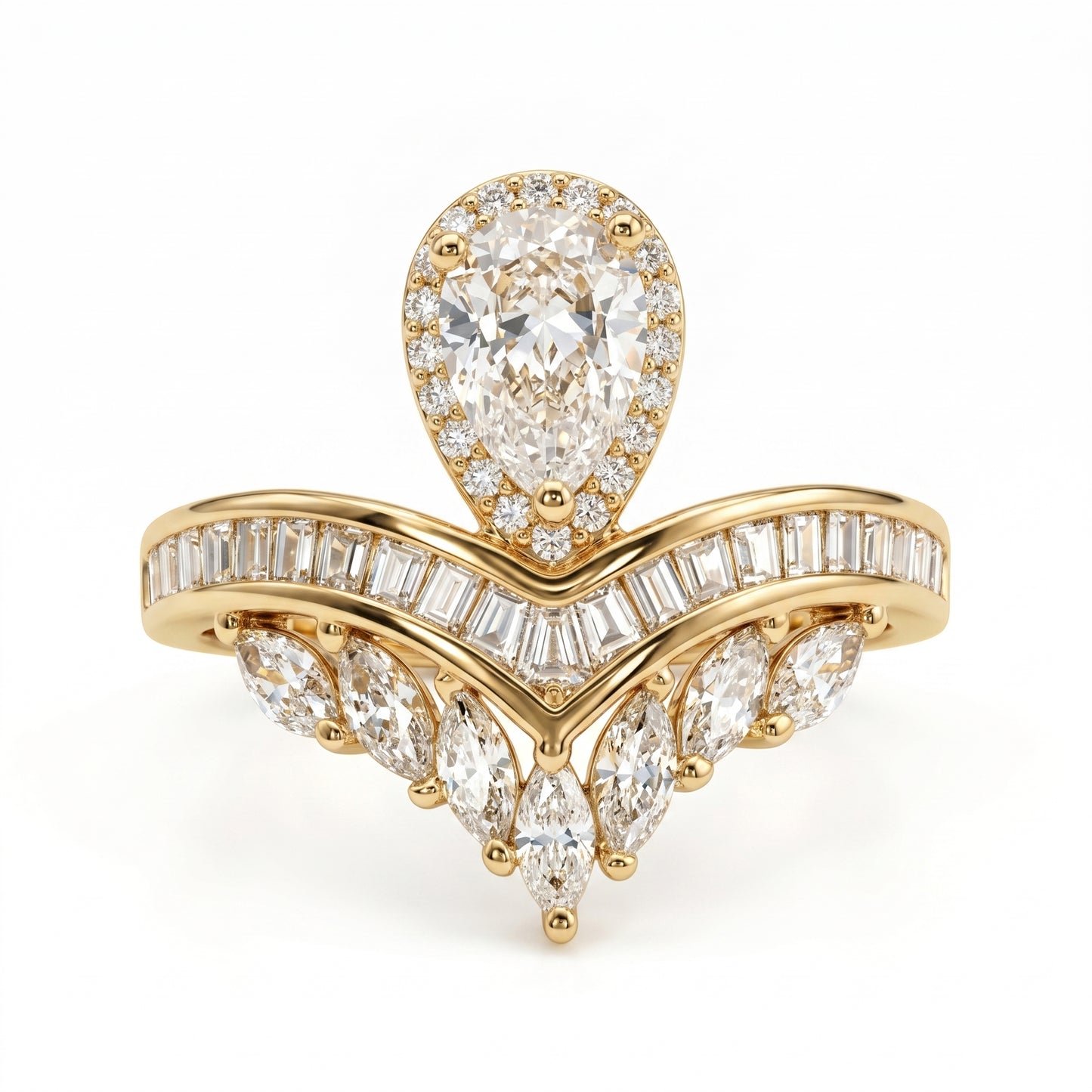2.00CT Pear  Cut Lab Grown Diamond  Engagement Ring, Bridal Ring Set