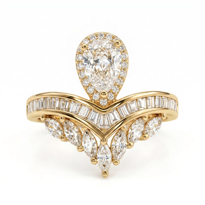 2.00CT Pear  Cut Lab Grown Diamond  Engagement Ring, Bridal Ring Set
