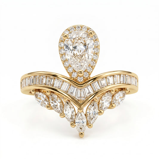 2.00CT Pear  Cut Lab Grown Diamond  Engagement Ring, Bridal Ring Set