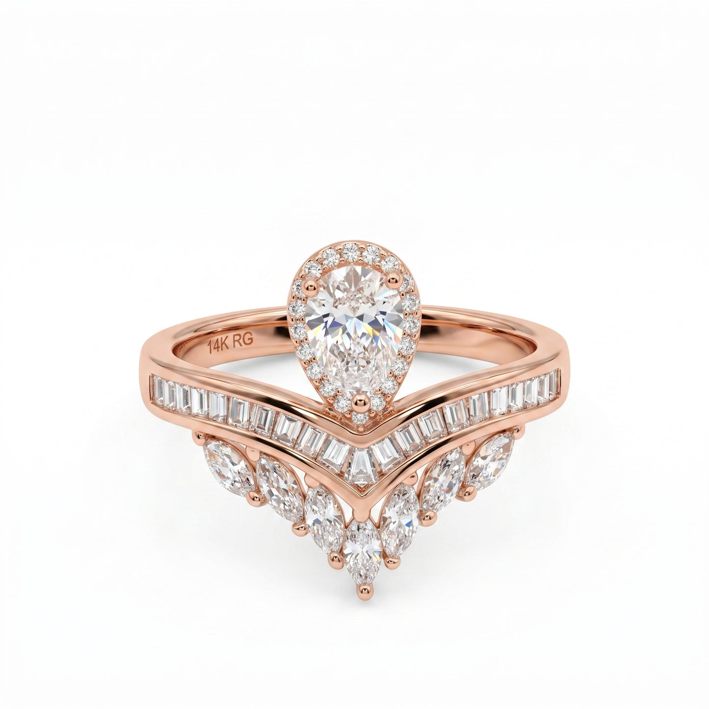 2.00CT Pear  Cut Lab Grown Diamond  Engagement Ring, Bridal Ring Set